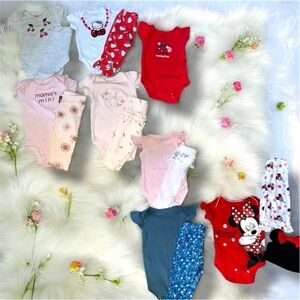 Baby Girl's 0-3 Month Bodysuit & Pants Set Lot